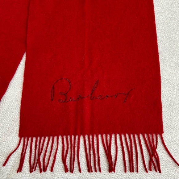 •Burberry Cashmere Large Scarf Embroidered Logo 12”x80”NWOT Made in Scotland - Picture 9 of 11